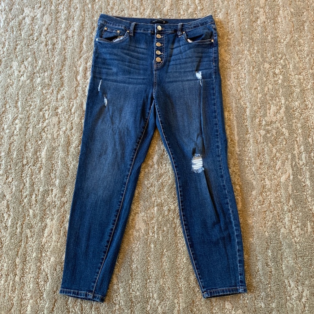 Truth & Theory Jeans Size 14 Womens  Blue Denim Mid Rise Stretch Straight